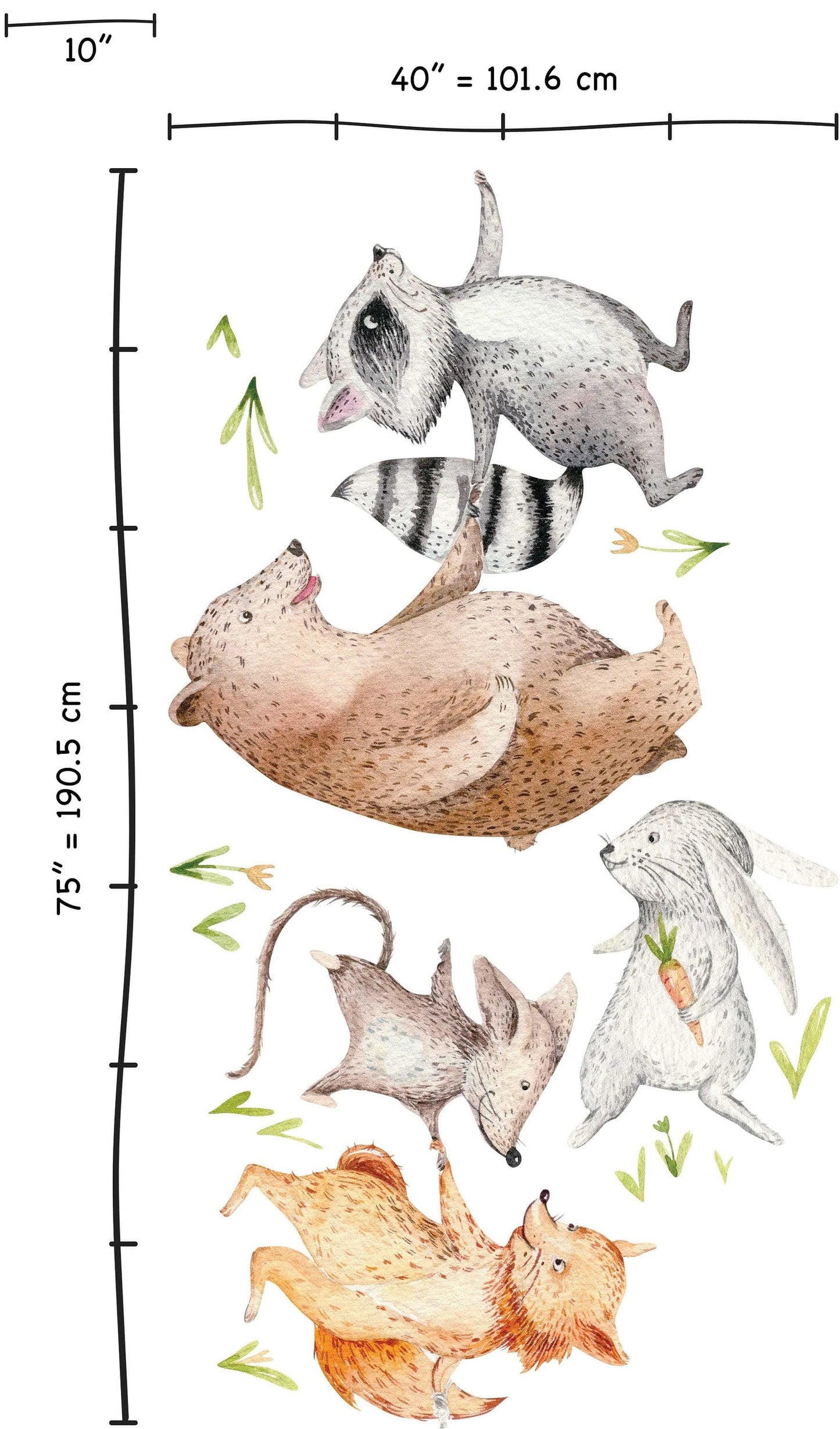 Woodland Wall decal for kids / big set forest animals / woodland animals / hand painted / watercolor