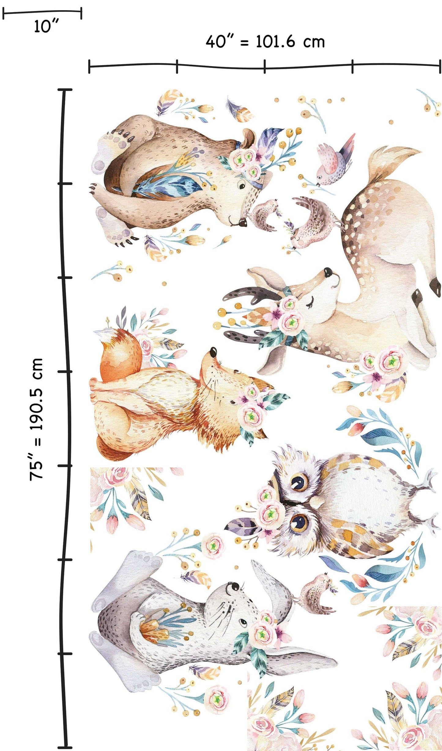 Backwoods Wall decal for kids / big set forest animals / nursery woodland / forest tree / watercolor