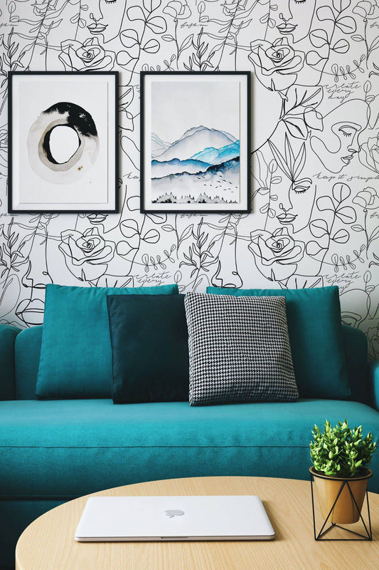 One Line Woman | Wall Hanging | Peel and Stick Wallpaper | Removable Wallpaper | Wall Decor | Home Decor | Wall Art Printable