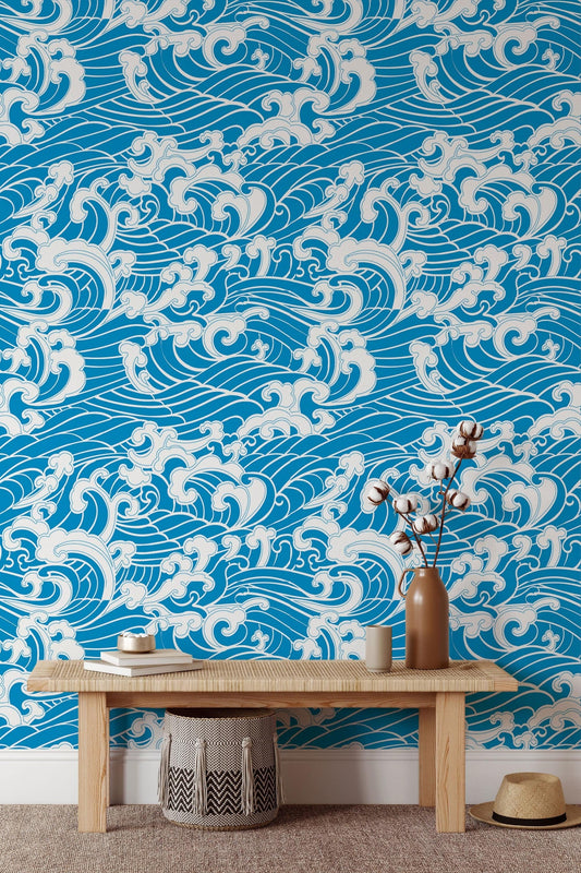 Waves | Removable Wallpaper | Peel and Stick Wallpaper | Wall Paper | Wall Mural