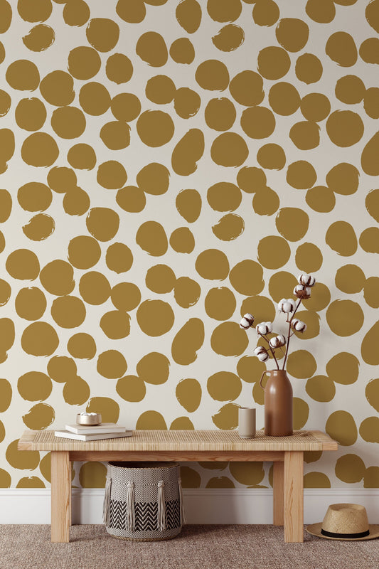 Gold Dots | Wallpaper Removable | Wallpaper Peel and Stick | Wall Decor | Home Decor