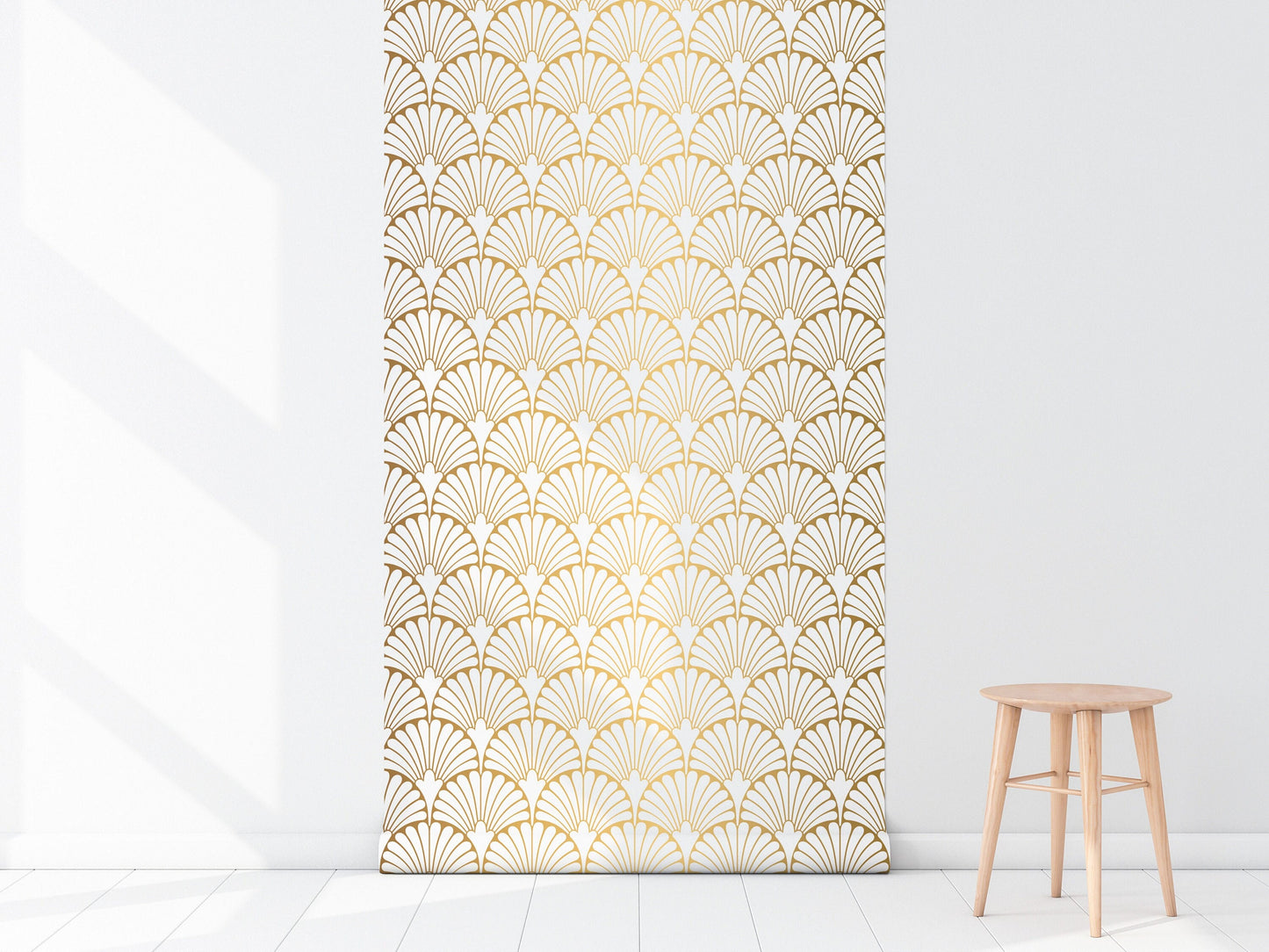 Elegant Gold Art Deco Peel and Stick Wallpaper | Removable Geometric Wall Mural | Luxurious Home Decor