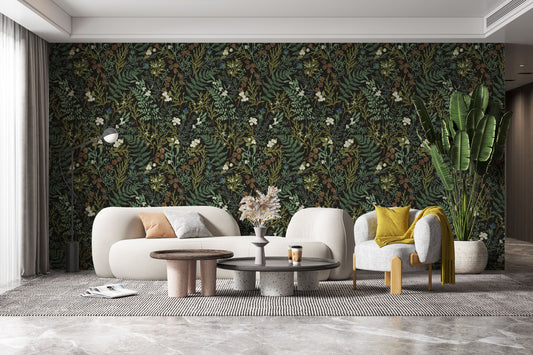 Botanical Ferns Self Adhesive Wallpaper, Leaves Print, Removable Wallpaper, Peel & Stick wallpaper, Trending design 2022, Wall decor