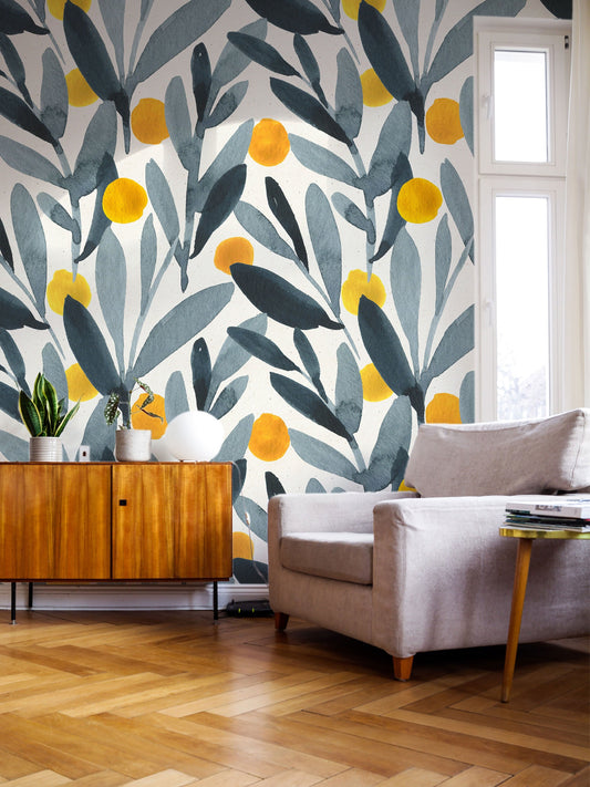 Paintet Orange | Removable Wallpaper | Scandinavian Wallpaper | Temporary Wallpaper | Peel and Stick Wallpaper