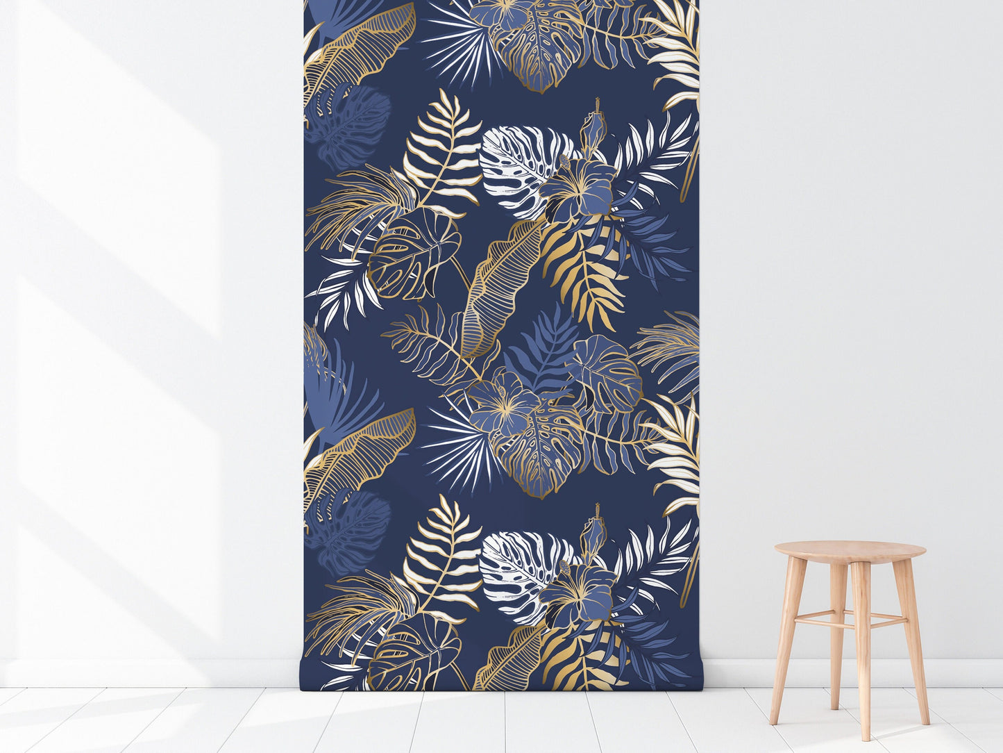 Metallic Leaves Wallpaper | Removable Wallpaper | Peel and Stick Wallpaper | Wall Paper | Wall Mural