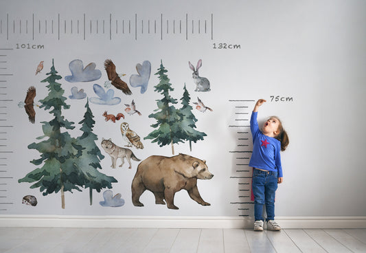 Watercolor forest animals wall decal, watercolor decal set, nursery, peel and stick, nursery wall sticker for nursery and home wall decor.