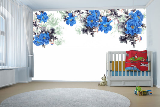 3d Purple flower wall decal, Nursery decoration, boys room, watercolor decal, wall art, wall decal