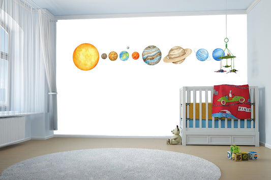 Watercolor watercolor planets decal - solar system - nursery decal - watercolor planets graphics - mars - earth - jupiter - saturn for nursery and home wall decor.