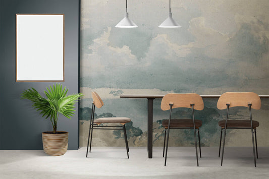 Vintage clouds Wall Decal / Vintage clouded Mural / Sky Wall Mural / Vintage art Wall Mural / Watercolor Wall Decal / Peel and Stick Mural