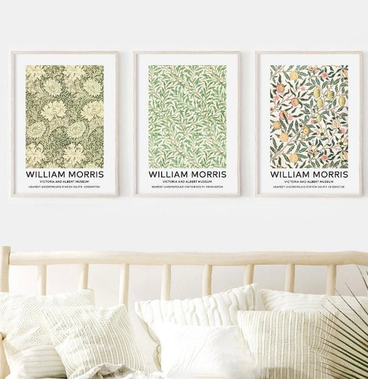 Set of Three Botanical Jasmine Prints by William Morris