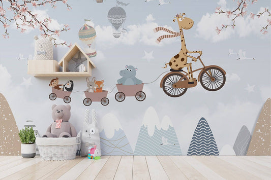 Animals Family Wallpaper, Wall Mural, Peel and Stick, Self Adhesive, Wall Covering