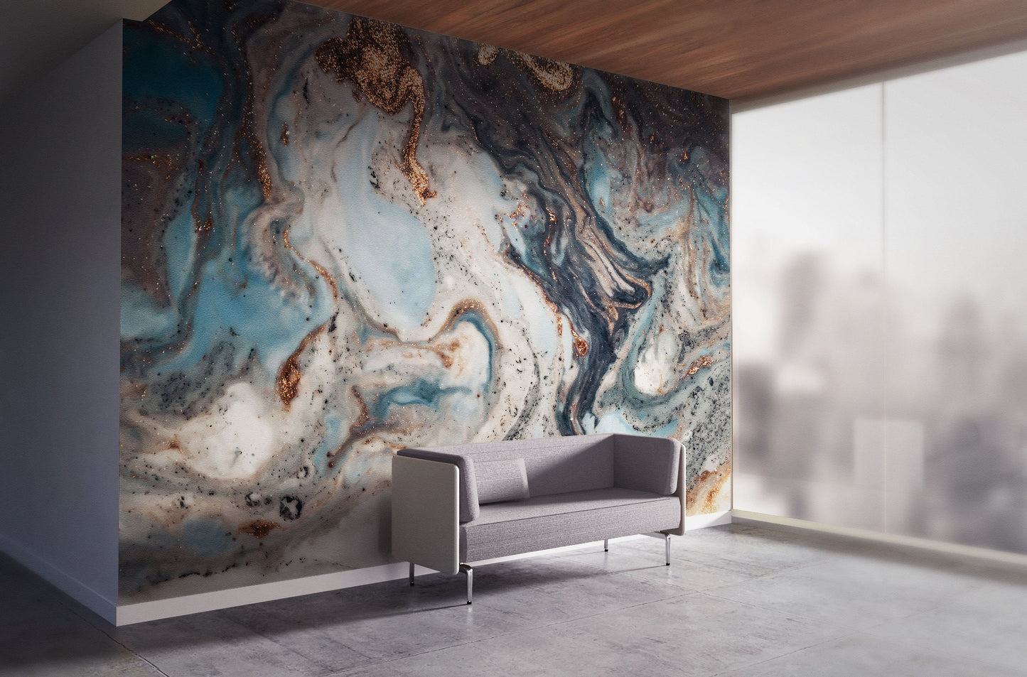 Nursery Wallpaper Marble Art | Peel and Stick | Gold Detailed Design