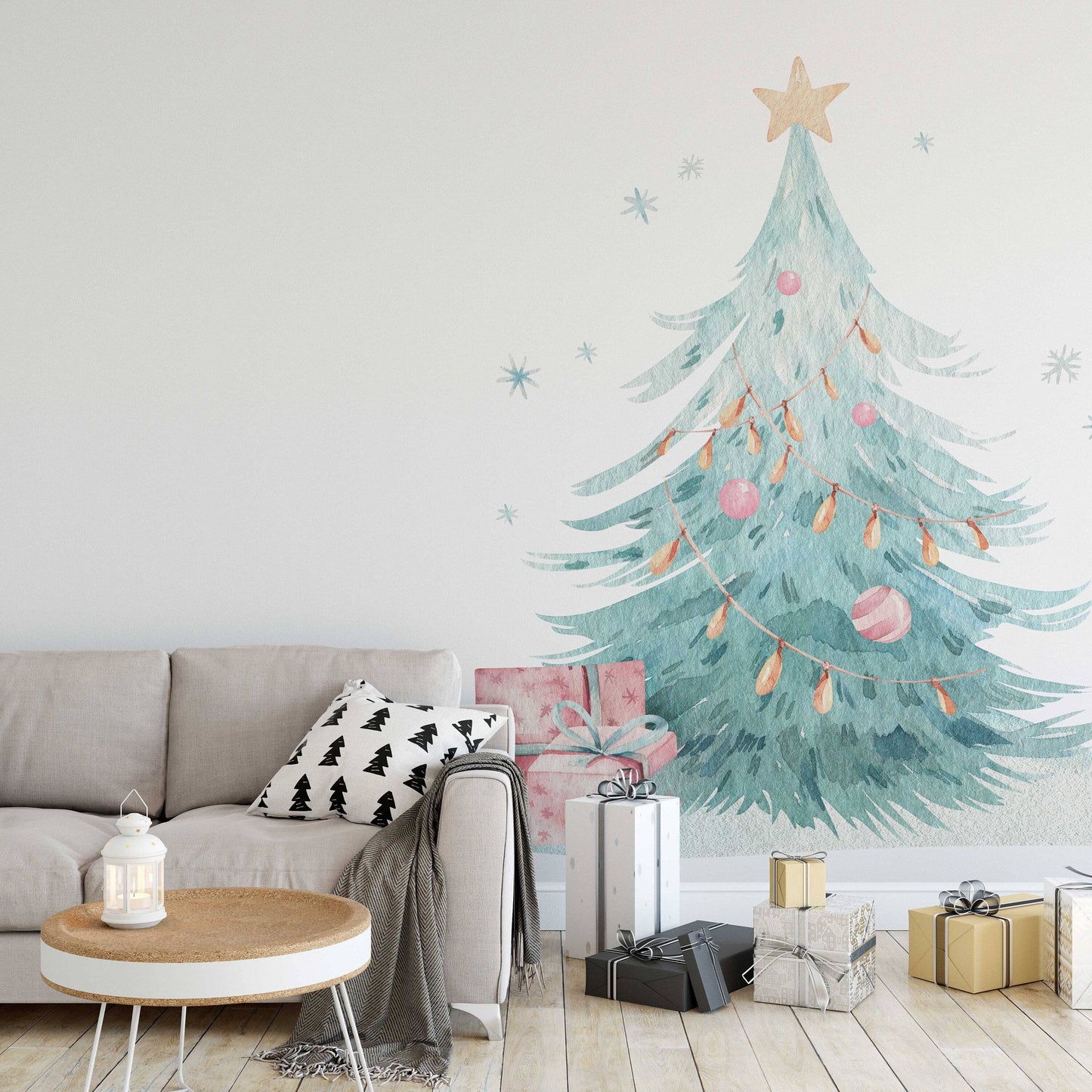 Large Christmas Tree Wall Decal | Holiday Wall Decor | Self-Adhesive Sticker Decoration