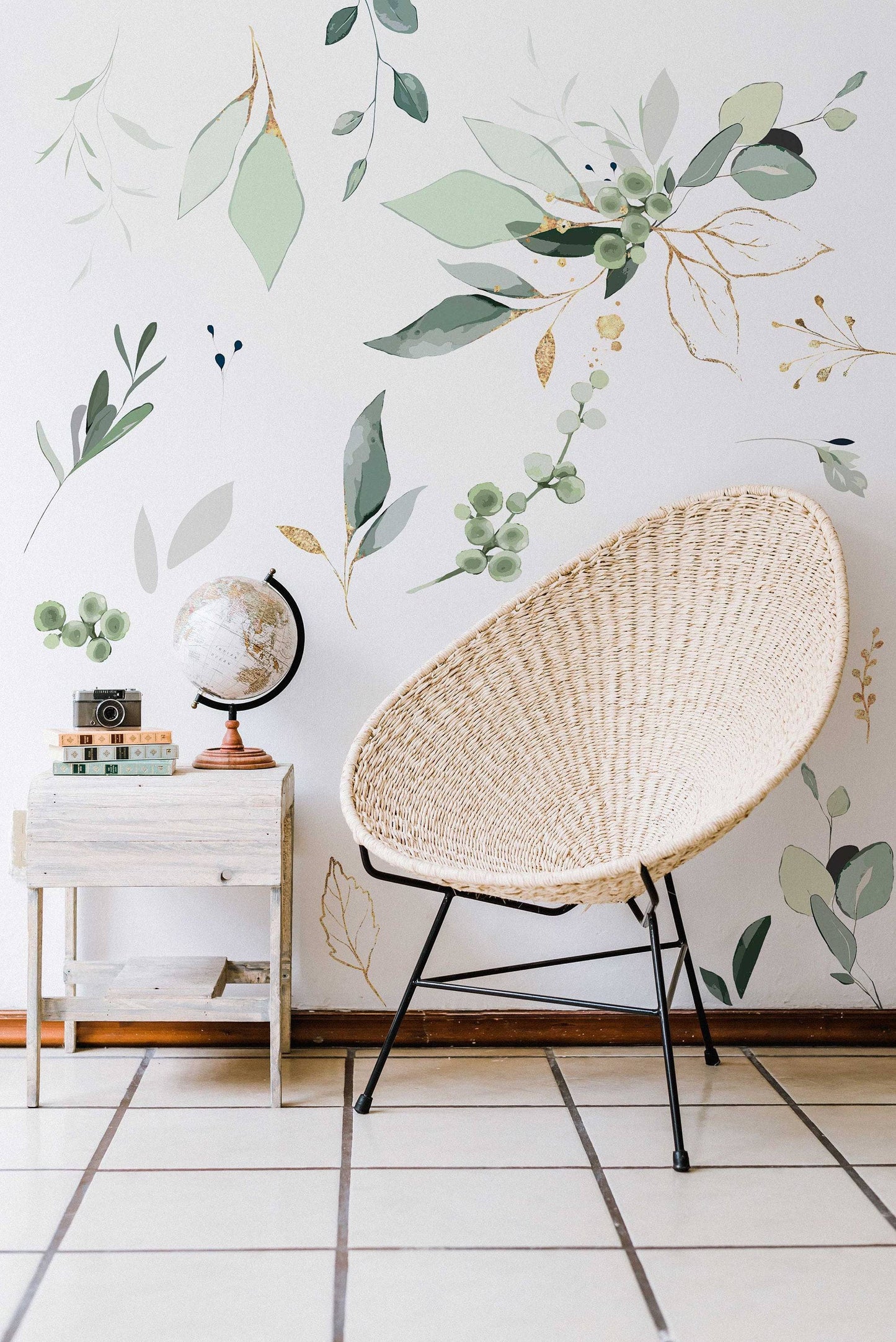 Jungle Leaves Wall Decal for Nursery, Bathroom Tropical Wall Decals, Palm Banana Leaf Wall Decal, Safari Tropical Plants Decal Peel & Stick