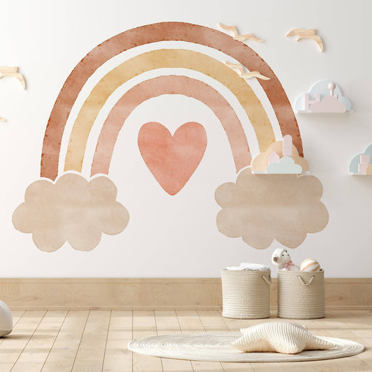 Decal Rainbow Decal Boho Rainbow Nursery Peel and Stick Wall Decal-Heart Wall Decals