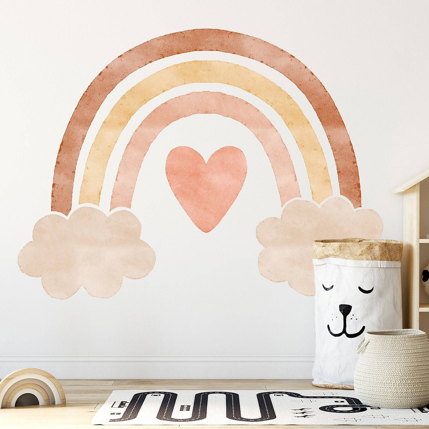 Decal Rainbow Decal Boho Rainbow Nursery Peel and Stick Wall Decal-Heart Wall Decals