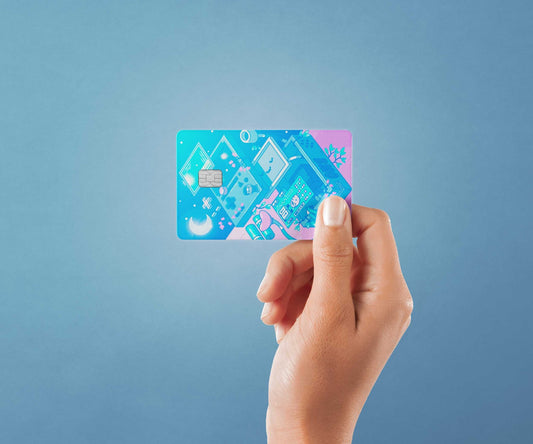Watercolor introspect design | credit card sticker | small chip | credit card skin for nursery and home wall decor.