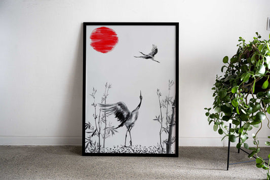 japanese crane Asian Style Poster | Wall Art for Home & Office | High-Quality Print - High-Quality Visual Display