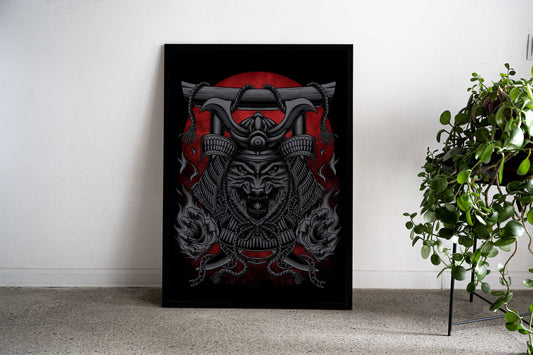 japanese samurai wolf Asian Style Poster | Wall Art for Home & Office | High-Quality Print - High-Quality Visual Display