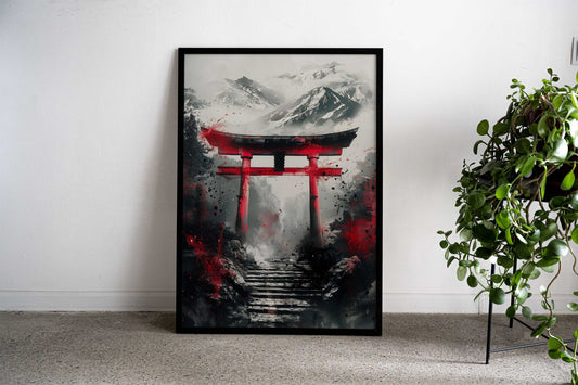 japanese torii gate ink Asian Style Poster | Wall Art for Home & Office | High-Quality Print - High-Quality Visual Display