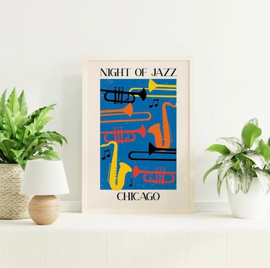 Trio of Vibrant American Jazz Art Prints