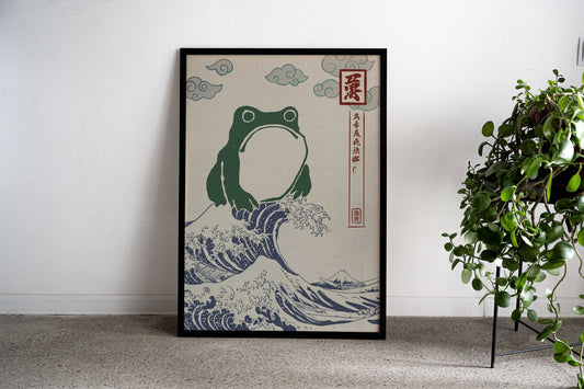 kanagawa frog waves Asian Style Poster | Wall Art for Home & Office | High-Quality Print - High-Quality Visual Display
