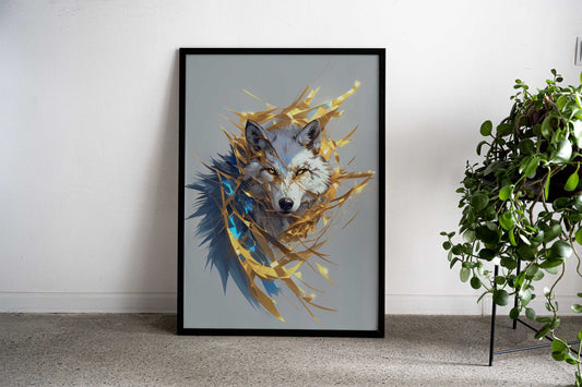kintsugi art wolf face Asian Style Poster | Wall Art for Home & Office | High-Quality Print - High-Quality Visual Display