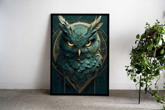 kintsugi emerald owl Asian Style Poster | Wall Art for Home & Office | High-Quality Print - High-Quality Visual Display