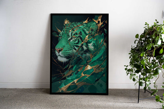 kintsugi emerald tiger Asian Style Poster | Wall Art for Home & Office | High-Quality Print - High-Quality Visual Display