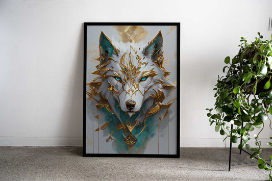 kintsugi wolf face Asian Style Poster | Wall Art for Home & Office | High-Quality Print - High-Quality Visual Display