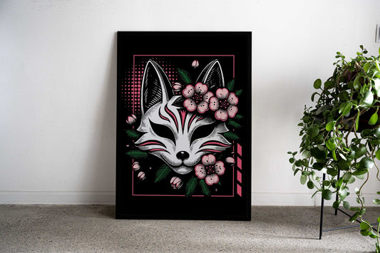 kitsune sakura pop art Asian Style Poster | Wall Art for Home & Office | High-Quality Print - High-Quality Visual Display
