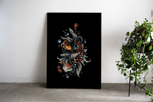 koi fish tattoo Asian Style Poster | Wall Art for Home & Office | High-Quality Print - High-Quality Visual Display