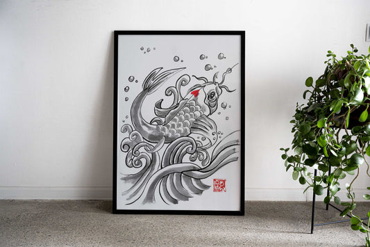 koi trapped Asian Style Poster | Wall Art for Home & Office | High-Quality Print - High-Quality Visual Display