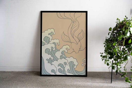 koi wave Asian Style Poster | Wall Art for Home & Office | High-Quality Print - High-Quality Visual Display