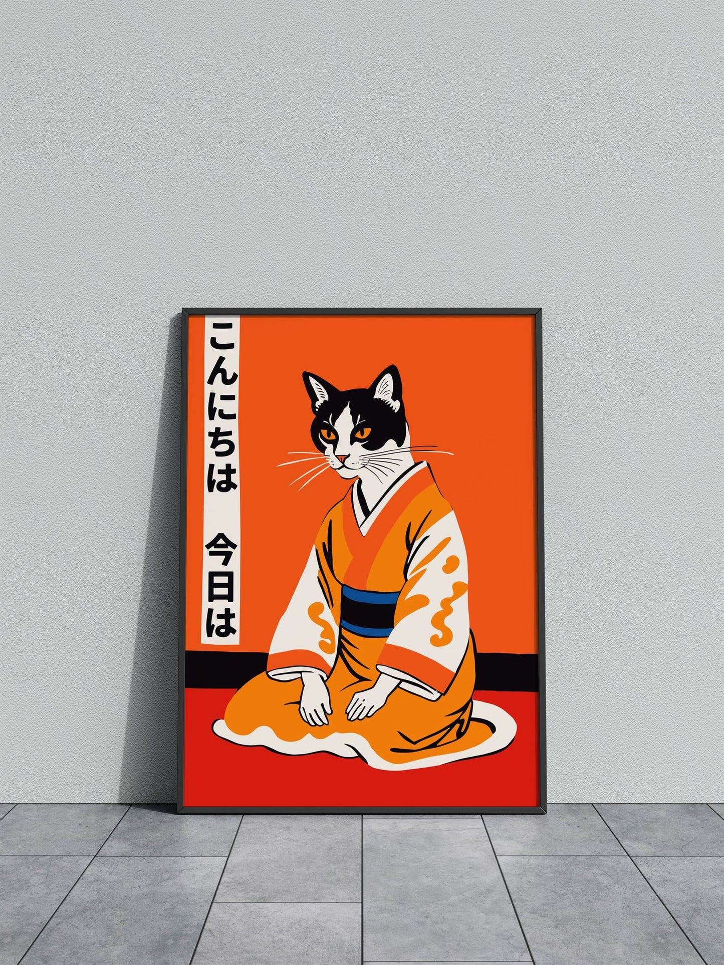 konnichiwa cat poster Asian Style Poster | Wall Art for Home & Office | High-Quality Print