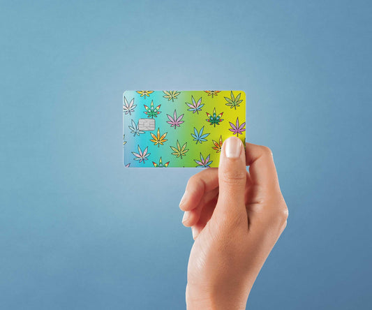 Watercolor leaves design | credit card sticker | small chip | credit card skin for nursery and home wall decor.