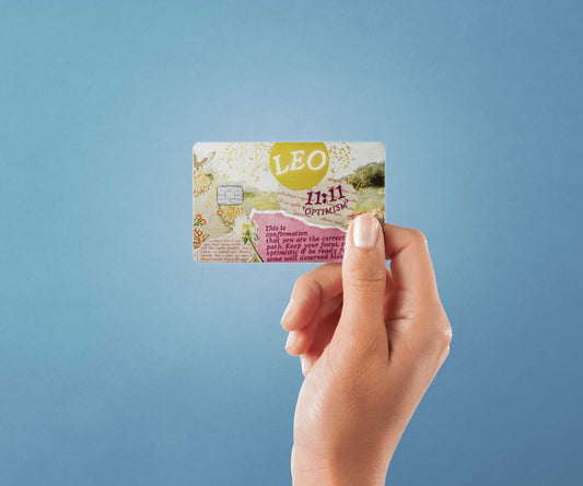 Watercolor leo angel number design | credit card sticker | small chip | credit card skin for nursery and home wall decor.