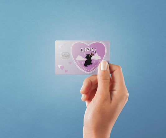 Watercolor libra cat love design | credit card sticker | small chip | credit card skin for nursery and home wall decor.