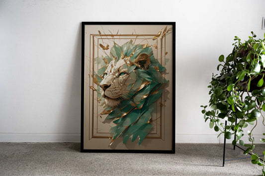 lion kintsugi art Asian Style Poster | Wall Art for Home & Office | High-Quality Print - High-Quality Visual Display