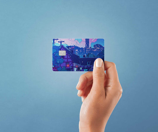 Watercolor lofi night design | credit card sticker | small chip | credit card skin for nursery and home wall decor.