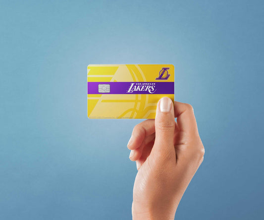Watercolor los angeles lakers midcourt design | credit card sticker | small chip | credit card skin for nursery and home wall decor.