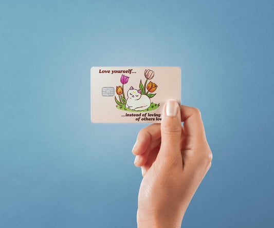 Watercolor love yourself design | credit card sticker | small chip | credit card skin for nursery and home wall decor.