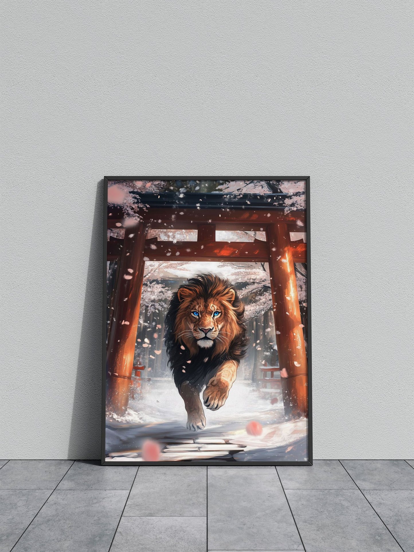 majestic lion torii Asian Style Poster | Wall Art for Home & Office | High-Quality Print - High-Quality Visual Display