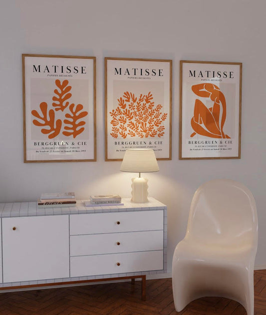 Set of Three Matisse Prints in Vibrant Orange