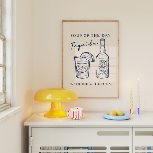 Soup Of The Day. Tequila | Navy and Cream | Art Print - High-Quality Premium Wall Art Decor Sticker