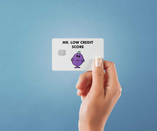 Watercolor mr low credit score design | credit card sticker | small chip | credit card skin for nursery and home wall decor.