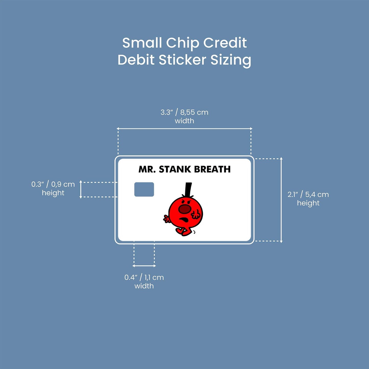 Watercolor mr stank breath design | credit card sticker | small chip | credit card skin for nursery and home wall decor.