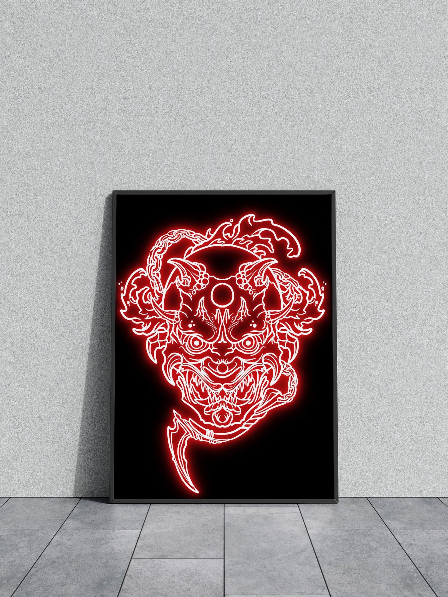 neon oni mask Asian Style Poster | Wall Art for Home & Office | High-Quality Print - High-Quality Visual Display