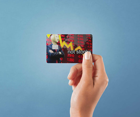 Watercolor not stonks design | credit card sticker | small chip | credit card skin for nursery and home wall decor.