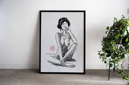 nude and thinking Asian Style Poster | Wall Art for Home & Office | High-Quality Print